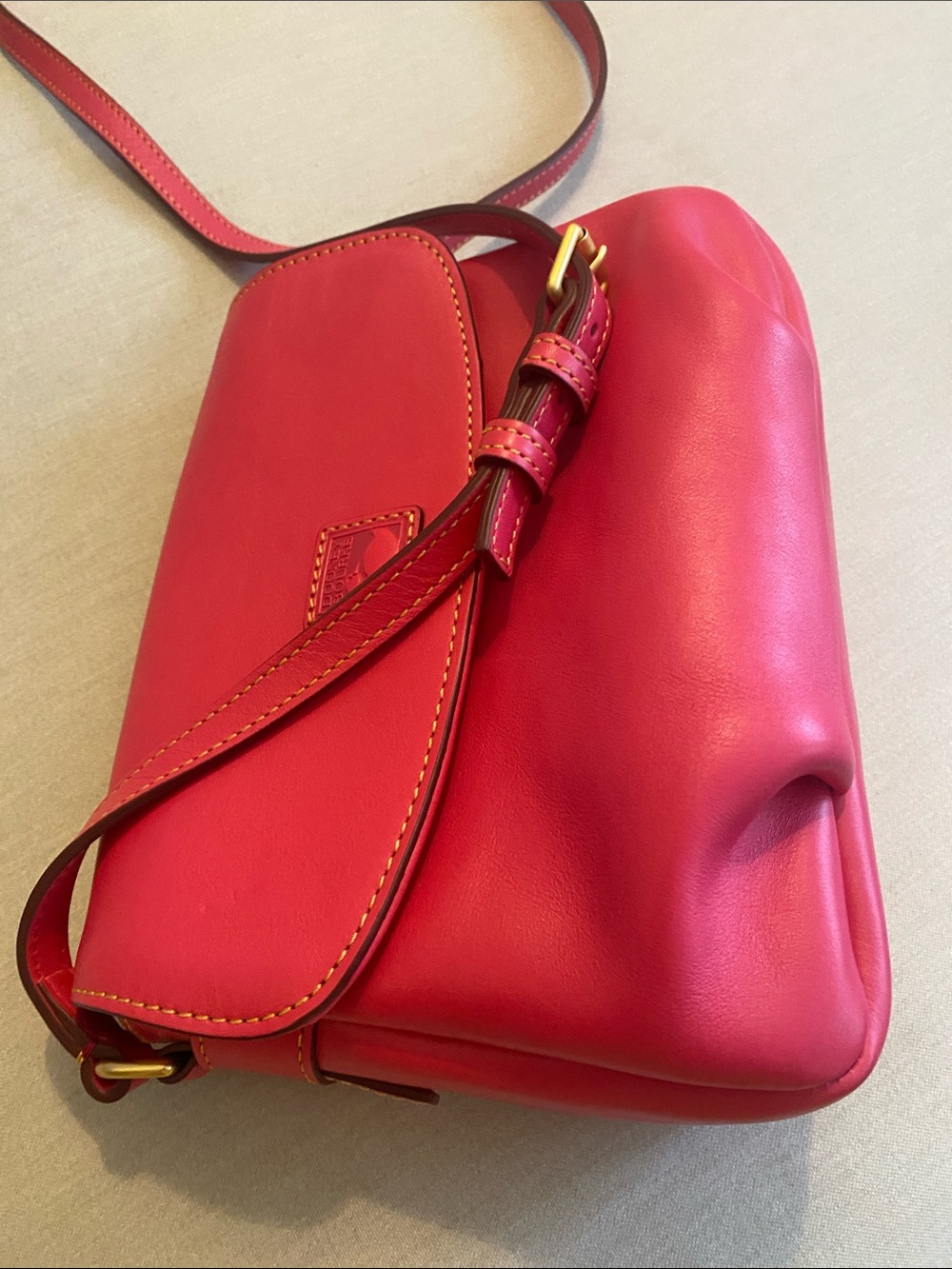 Dooney & Bourke Florentine Leather Flap Crossbody Fuchsia in pristine condition - Picture 14 of 16